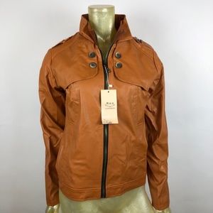 Giarifeng Faux Leather Moto Jacket Sz M
